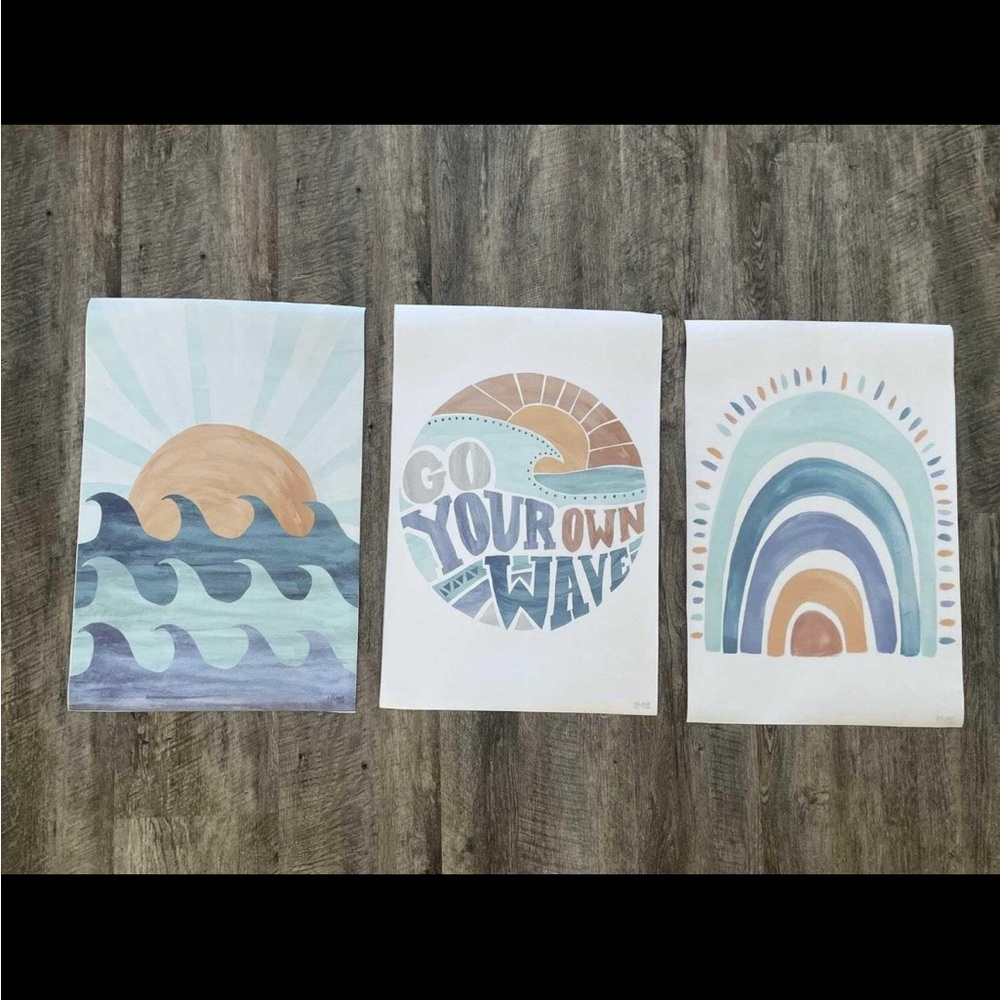 Set of 3 Ocean and Rainbow Art Prints